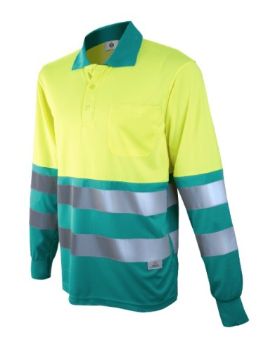 POLO P175 BICOLOR M/L AV VERDE CLARO/AMARILLO FLUOR T.L