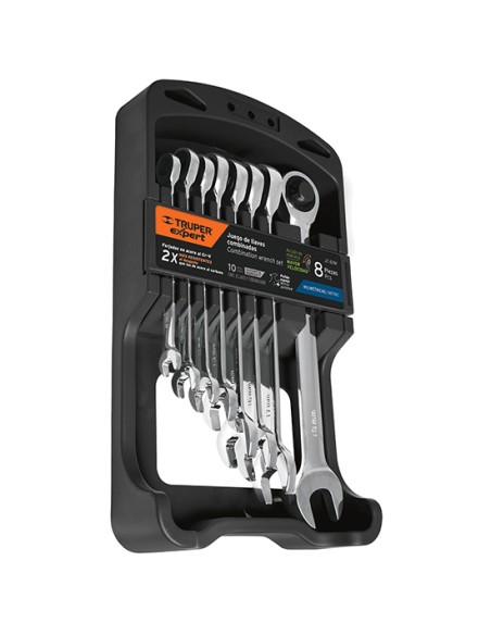 JUEGO LLAVES COMBINADAS C/CARRACA, 8PZAS, 8 A 17MM