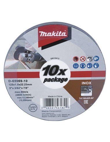 DISCO DE CORTE INOX MAKITA 125X1,0X22 WA46R